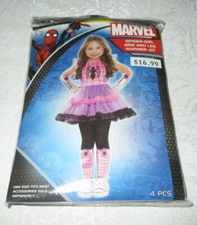 Ages 4+ ONE SIZE Spider-Girl 4 PC Arm and Leg Warmer Kit DRESS NOT INCLUDED