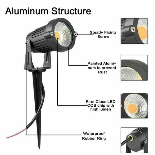 6Pcs Landscape Spotlights 5W US Plug LED Garden Lights Yard Lawn Walkway 3000K - Picture 3 of 19