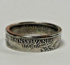 "Sealed" PENNSYLVANIA STATE QUARTER handmade coin ring or pendant size 4-14