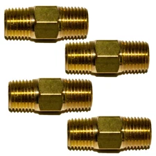 4pc 1/8" NPT Brass Hex Nipple 1/8" Male NPT  X 1/8" Male NPT Air, Fuel, Oil