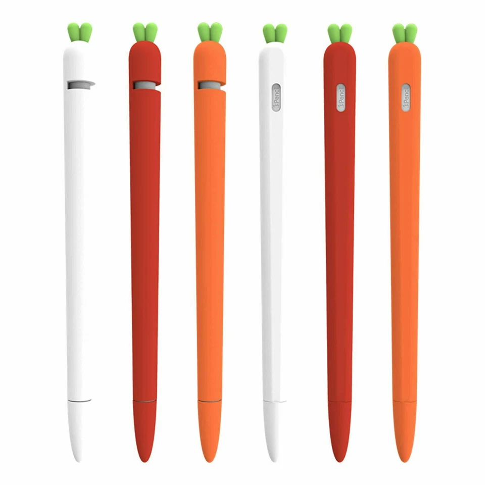 Cute Carrot Silicone Soft TPU Case For Apple Pencil 1st 2nd Gen Pen Holder Cover - Image 2 of 4
