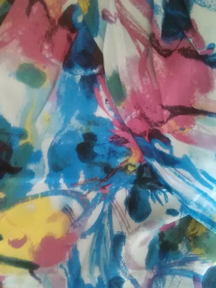 Falda corta floral azul seda pura para mujer La Redoute talla 4 Foto 3 de 4