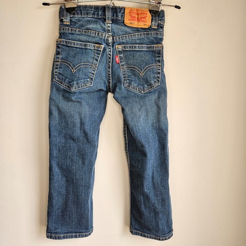 Levi's 505 Regular Jeans Boys 5 Slim Dark Wash Denim Faded Kids Clothes Classic - Picture 3 of 7
