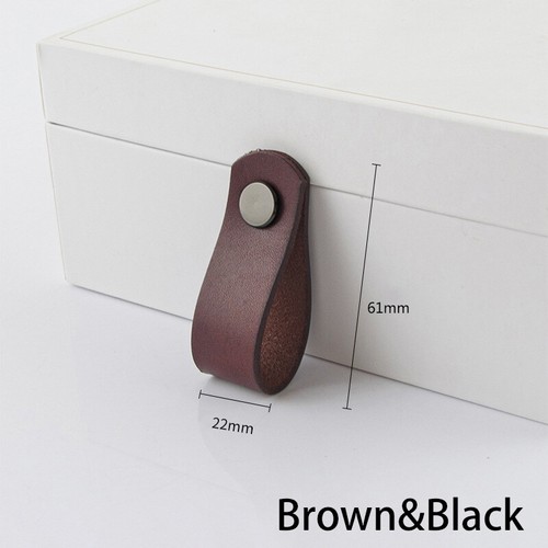 Cowhide Leather Cabinet Drawer Pull Wardrobe Knob Furniture Door Hardware Handle - Picture 9 of 46