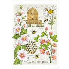 Mary Lake-Thompson Clover Beehive Flowers & Bees Flour Sack Kitchen Towel Bagged