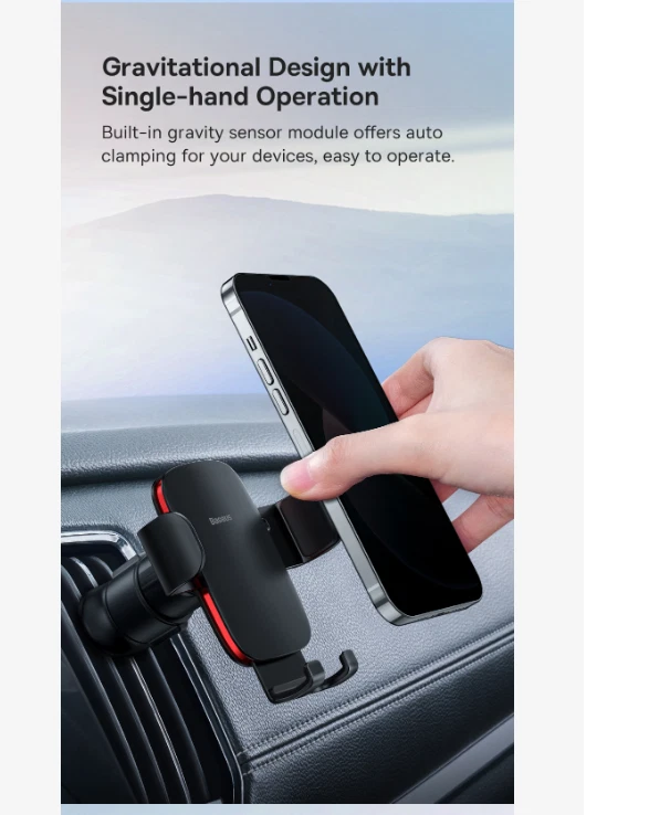 Baseus Car Air Vent Phone Holder for 4.7-6.7" Smartphones, Black - Image 4 of 4