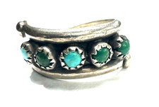 Sterling Silver 5 Round Southwestern Turquoise Ring Size 5.5