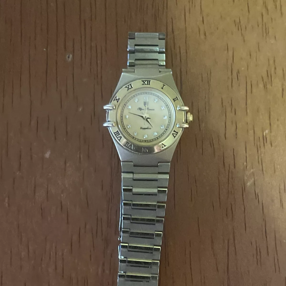 Vintage! Olym Pianus Gold Tone Sapphire Women's Watch NEW BATTERY/CRYSTAL!