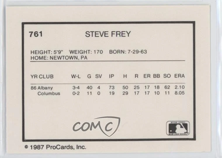 1987 ProCards Minor League Steve Frey #761 - Image 2 of 2