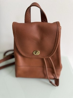 Vintage COACH 90s Backpack 9960 Tan Brown Leather Daypack  display picture 3