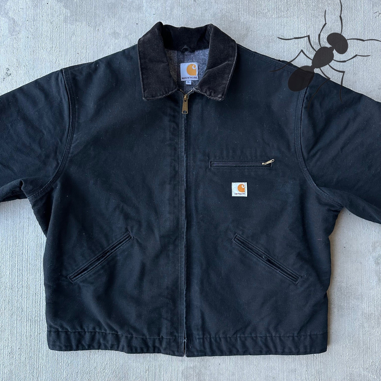 Vintage Y2K Carhartt J001 black detroit work wear jac… - Gem