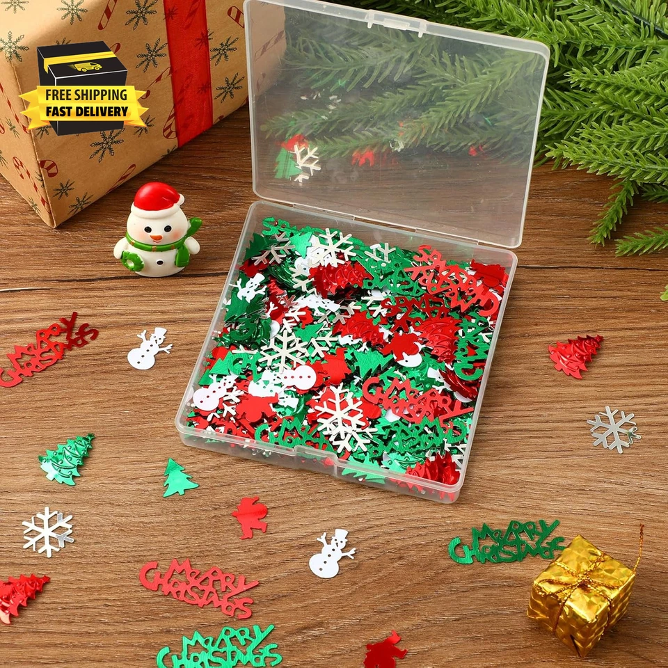 Christmas Glitter Confetti Table Decorations, Red Green White Xmas Party Scatter - Image 4 of 4