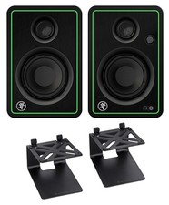 Pair Mackie CR3-XBT 3" 50 Watt Bluetooth Studio Monitors Speakers  Riser Stands