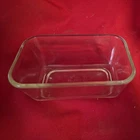 Vintage Pyrex 502-B Clear Glass Refrigerator Dish A-21 Ribbed Lid