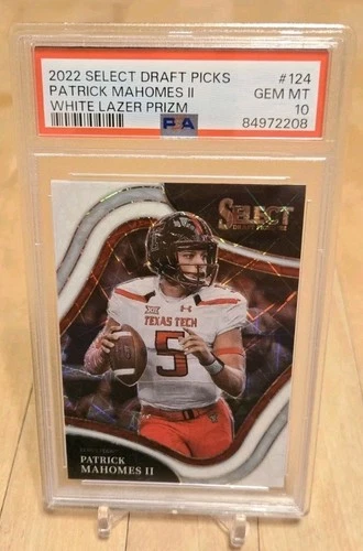 Patrick Mahomes 2022 Select White Lazer Prizm Texas Tech FIELD LEVEL PSA 10 GEM