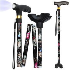 Walking Cane with LED Light, Foldable,Adjustable, Self Standing Walking Canes...
