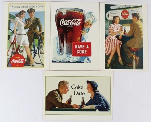 4 VTG Coca Cola Postcards 4-1/2" X 6"