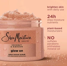 Shea Moisture Coconut 🥥Hibiscus 🌺 Glowing Radiance 24 HR Sugar Scrub PlantBase