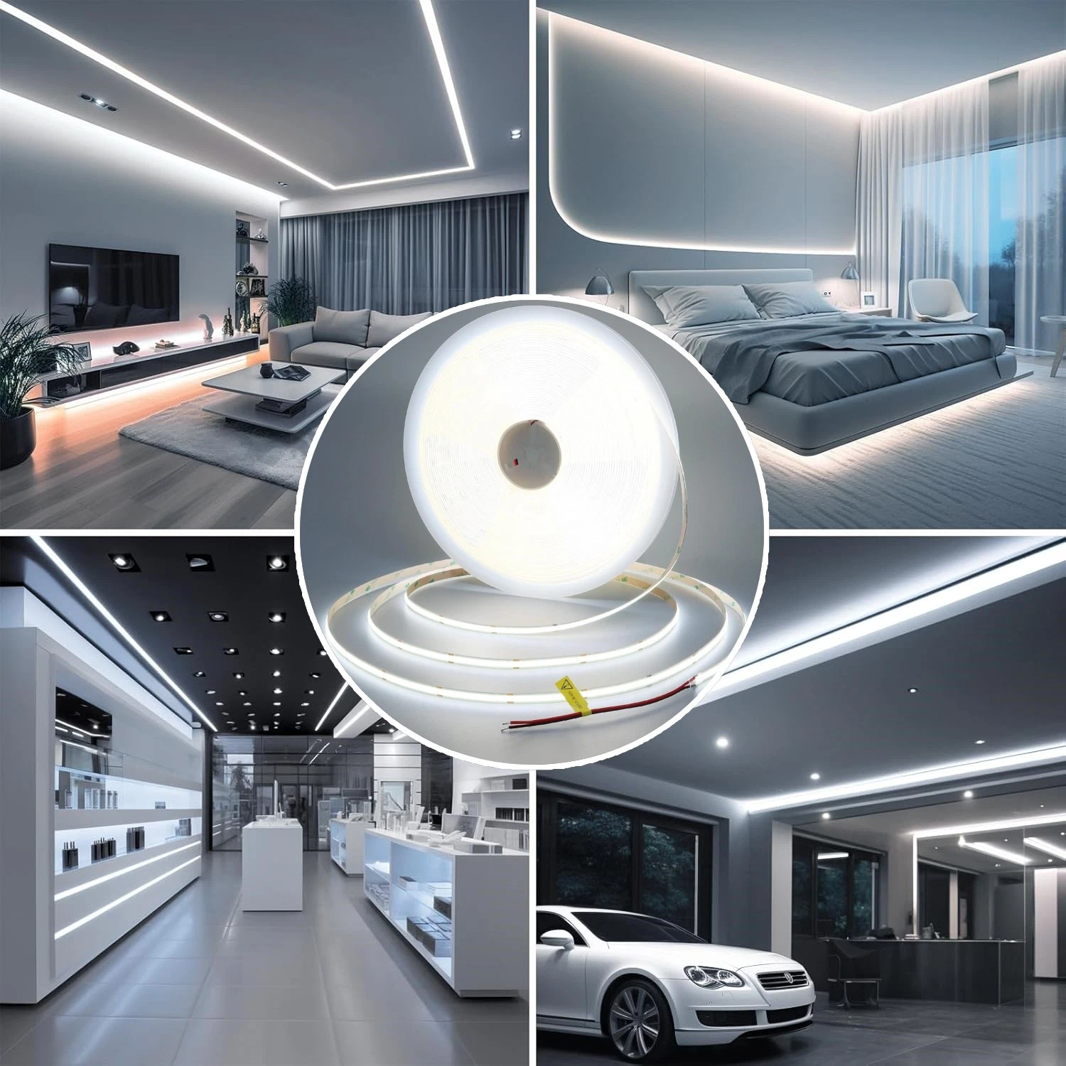 5m-30m 48V 480LED/M COB LED Light Strip Flexible 6000K LED Tape Room Floor Decor