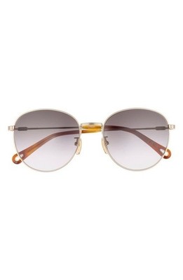 New Chloé Women Gradient Round Sunglasses, 57mm Authentic Gold Gold Grey
