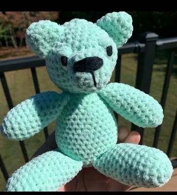 Mint The Bear Handmade Crochet Fluffy Plushie Toy| 6  Sitting Height