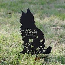 Personalized Cat Memorial Plaque, Cat Loss Gift, Long Haired Cat Statue decor