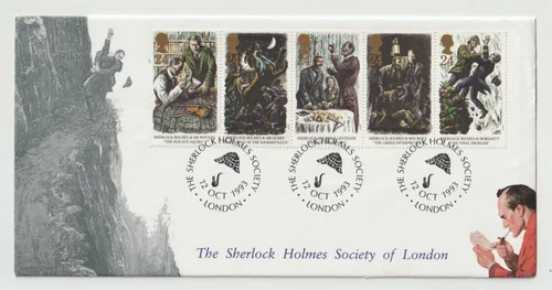 12/10/1993 UK GB FDC - Sherlock Holmes - Holmes & Moriaty at Reichenbach Falls