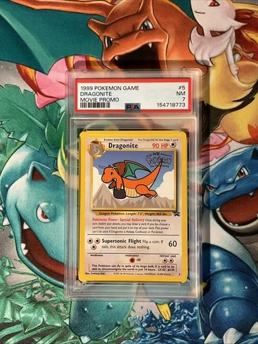 1999 Pokémon WOTC Black Star Promo #5 Dragonite WB Stamp Movie Promo PSA 7