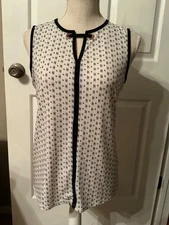 🌸Ivanka Trump Ladies Black Print Polyester  Sleeveless Tank Shell Size S/P 🌸