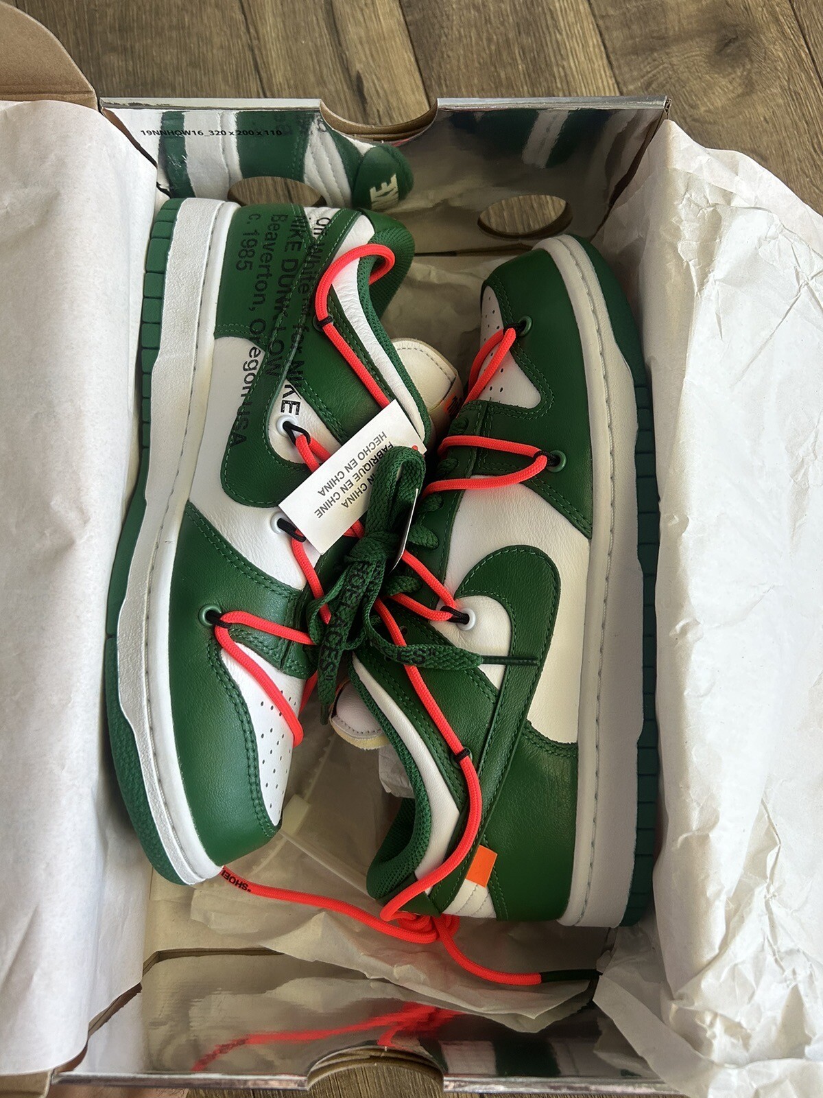 OFF WHITE X NIKE Taglia 7 Nike Dunk Low x OFF WHITE verde pino 2019