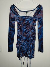 Wild Fable Womens Sz XXL Multicolor Long Sleeve Ruched Velvet Bodycon Mini Dress