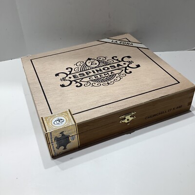 Espinosa | Crema Churchill Wood Cigar Box Empty - 8.5'' x 8'' x 1.75'', Excellent