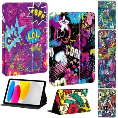 Graffiti Art PU Leather Stand Cover Case For iPad 10th Gen (2022) 10.9"