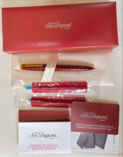 S.T.Dupon VERTIGO Red check Lacquer Twisted Ballpoint Pen wz/Box&Guarantee card