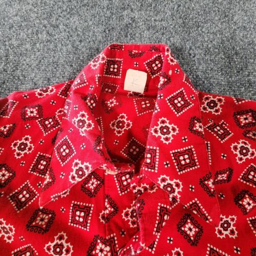 Vintage Tru West Rockmount Ranch Shirt Pearl Snap Western Paisley Red Bandana M - Picture 7 of 7
