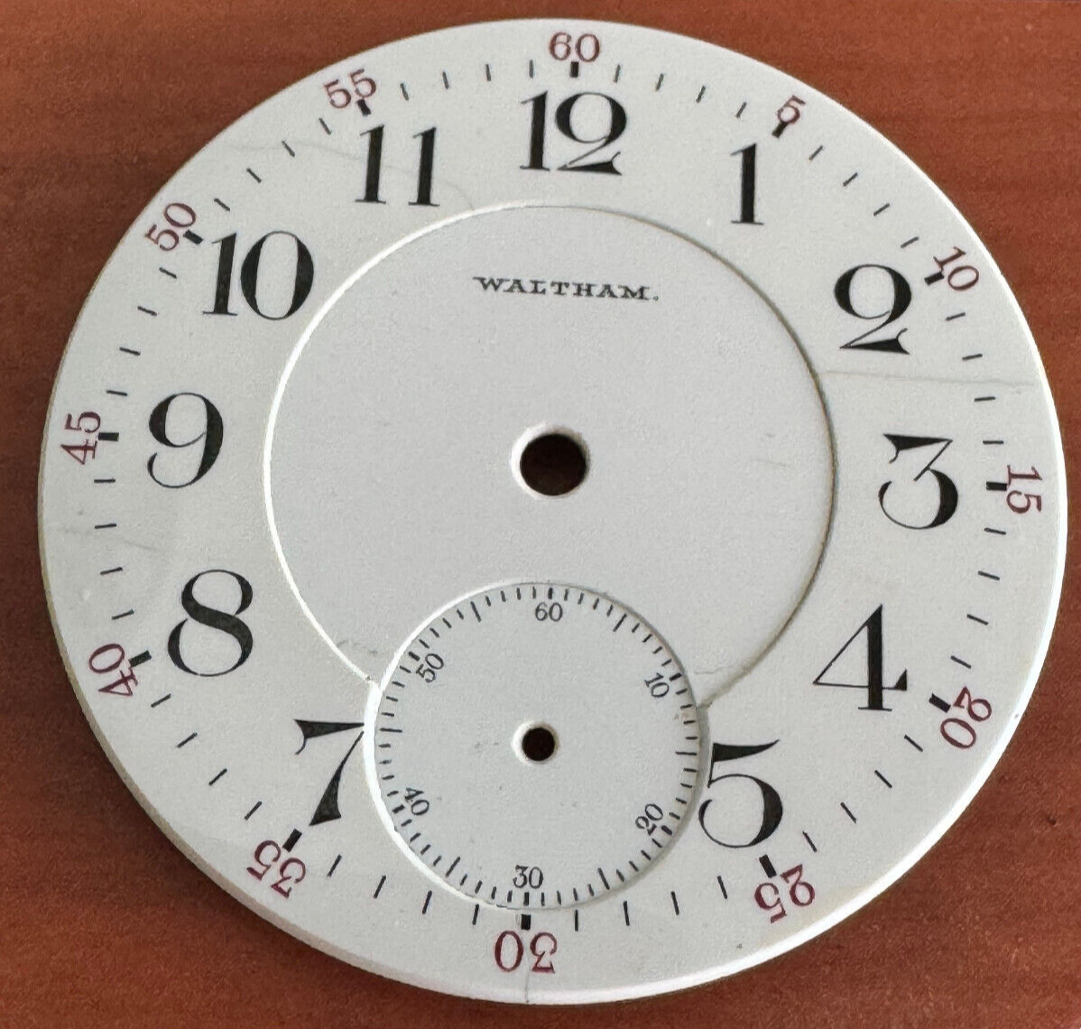 VINTAGE 16 SIZE WALTHAM POCKET WATCH RAILROAD DOUBLE SUNK PORCELAIN DIAL