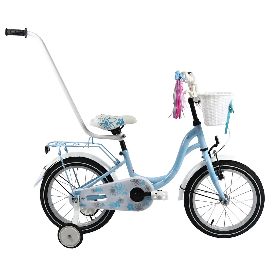 FLOWERS Kinderfahrrad 16" Mädchenfahrrad Kinder Rad Bike Spielrad - Blau