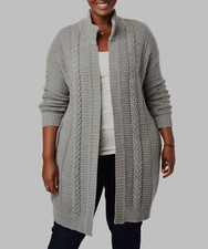 Woman Within Plus Size Medium Heather Grey Knit Sweater Cardigan Size 1X 22/24 
