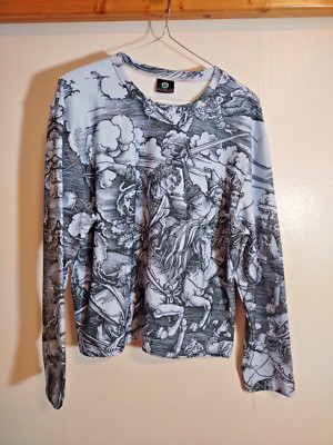 Aloha From Deer Unisex M Shirt Blue Gray Allover Streetwear Art to Wear