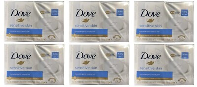 6 x Dove Sensitive Skin Hypoallergene Beauty Seife (24 Seifen insgesamt)