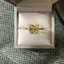 Princess Cut 2.75CT Real Citrine Engagement Wedding Ring 925 Sterling Silver