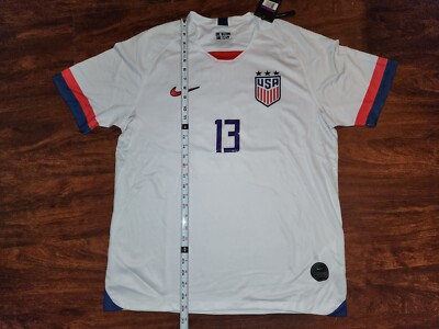 Maillot Alex Morgan USA #13 – Rouge Col En V – Équipe Nationale Soccer – Voir Mesures