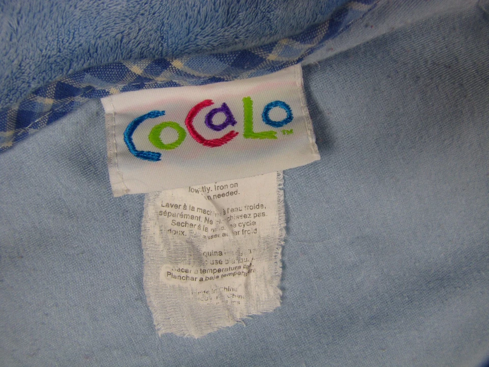 Manta de bebé Cocalo azul apliques de béisbol niño encuadernación a cuadros 32 x 27 BONITA Foto 3 de 4