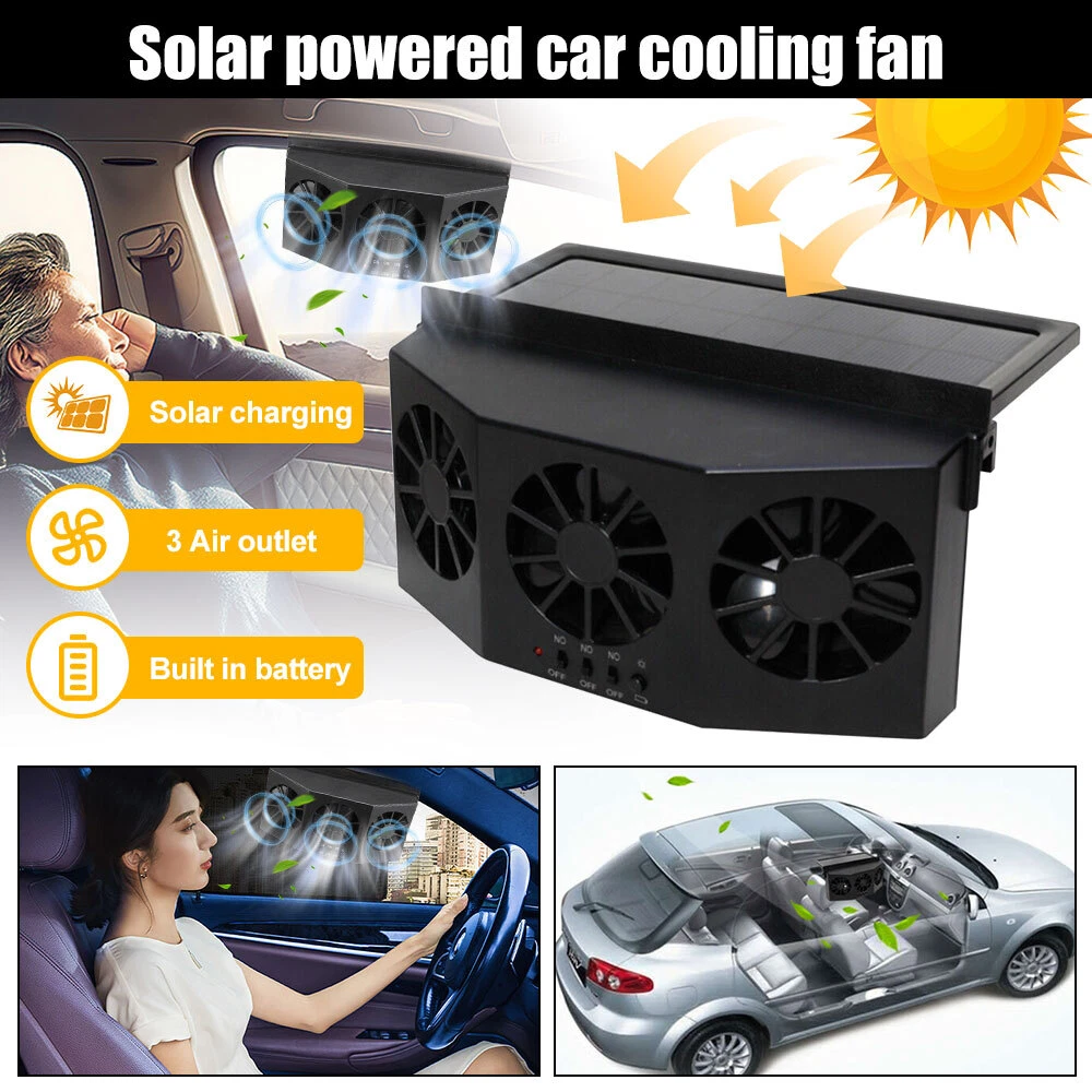 Car Exhaust Fan Solar Powered Vehicle Window Air Vent Fan Radiator  Ventilation | eBay
