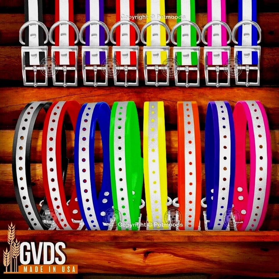 GVDS Garmin Compatible 1" Reflective Collar Straps DC50 TT10 TT15 T5 C70 F90 G3 EXP