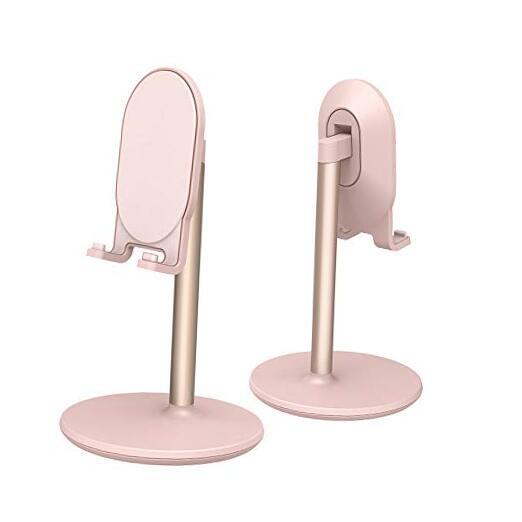 Adjustable Pink Phone Stand for Desk Compatible with All Cell Phones  -image