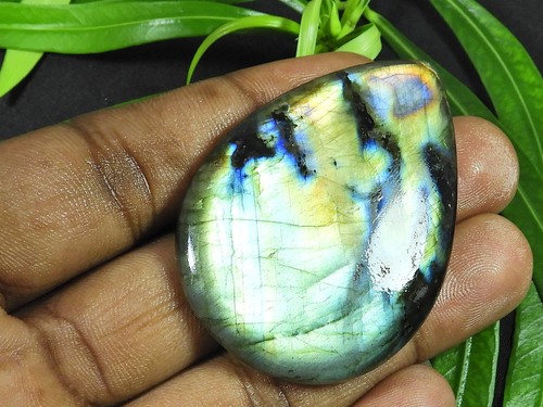 40X55MM Natural Purple Labradorite Pear Cabochon Loose Gemstone 45Cts. - Picture 2 of 9