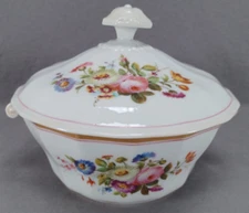 Old Paris Hand Painted Pink Rose Floral Pink & Gold Covered Vegetable B