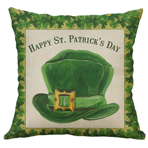 St. Patrick's Day Pillow Cover 18 x18 Green Shamrock Clover Lucky Cushion Case - Picture 25 of 29