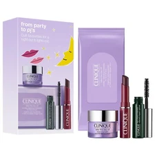 New Clinique From Party to pj’s travel set-mascara,lipstick,cleansing balm,